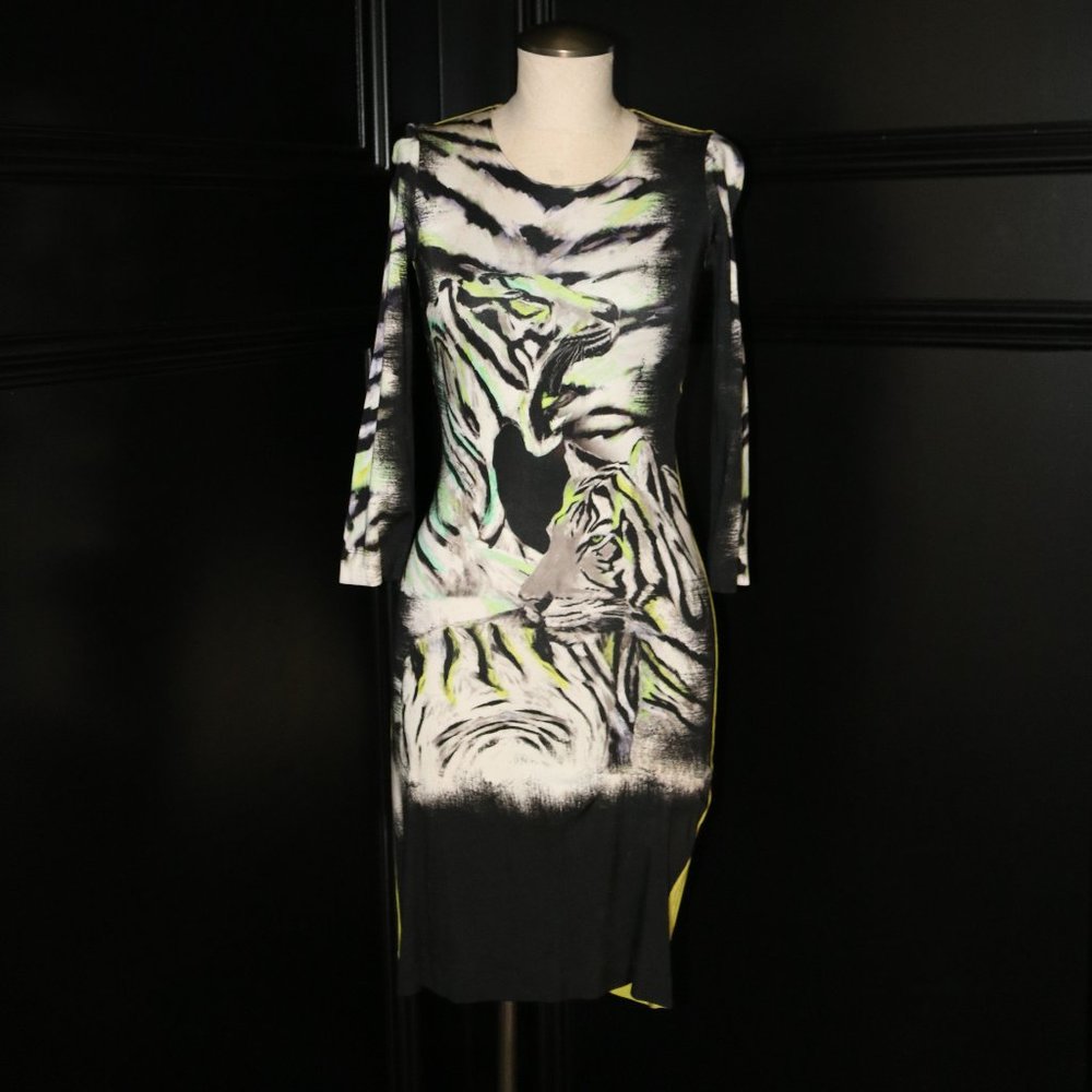 Just Cavalli  Tiger Printed Body Con Dress